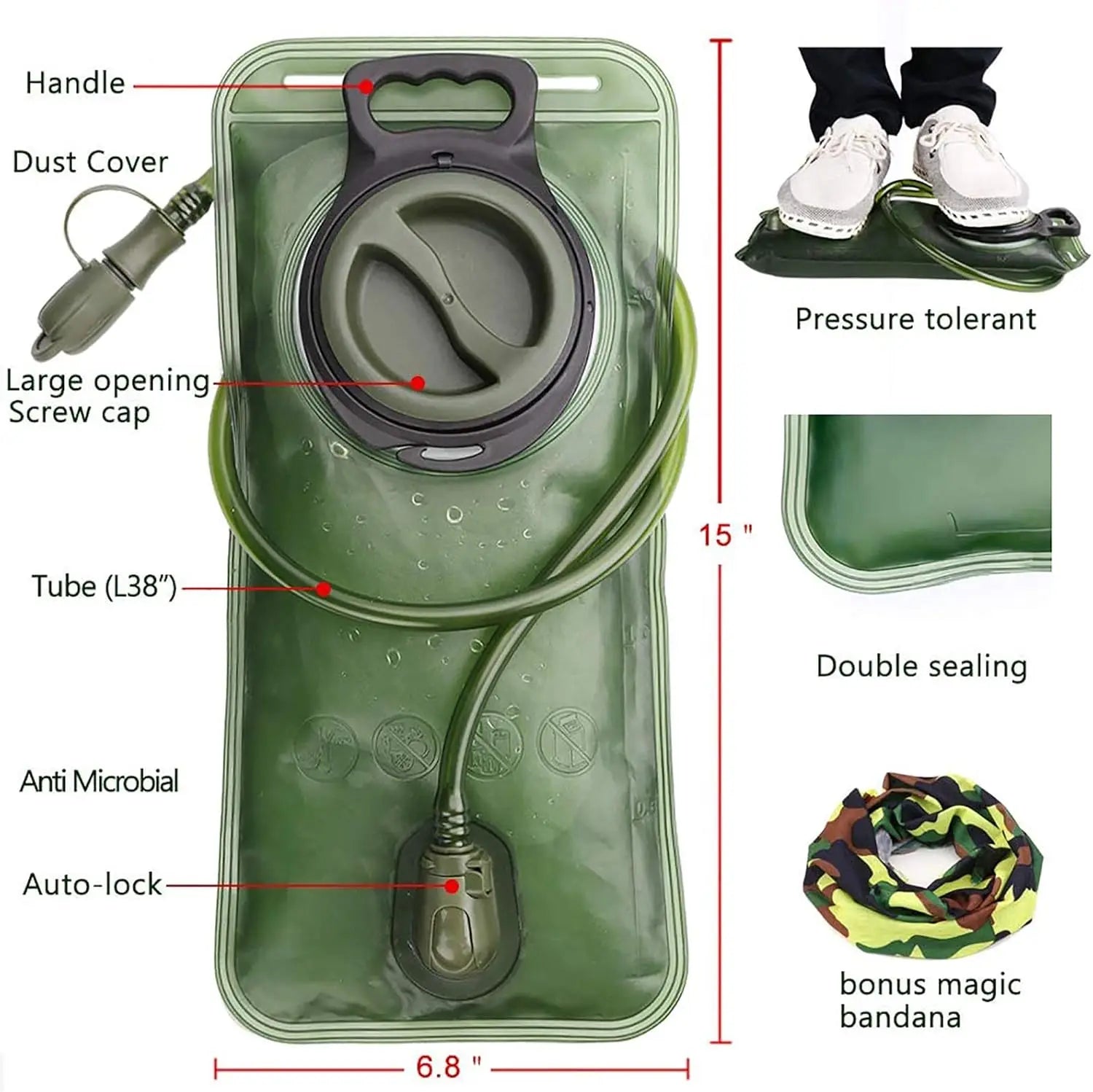 2L Hydration Bladder for Hiking Backpack
