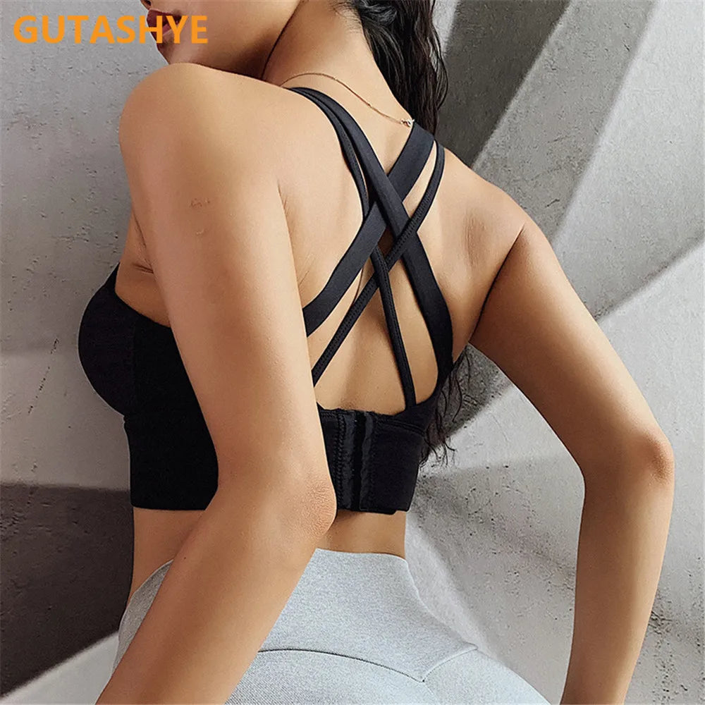 Women's High Impact Push-Up Sports Bra – Back Closure Gym Crop Top for Fitness & Yoga