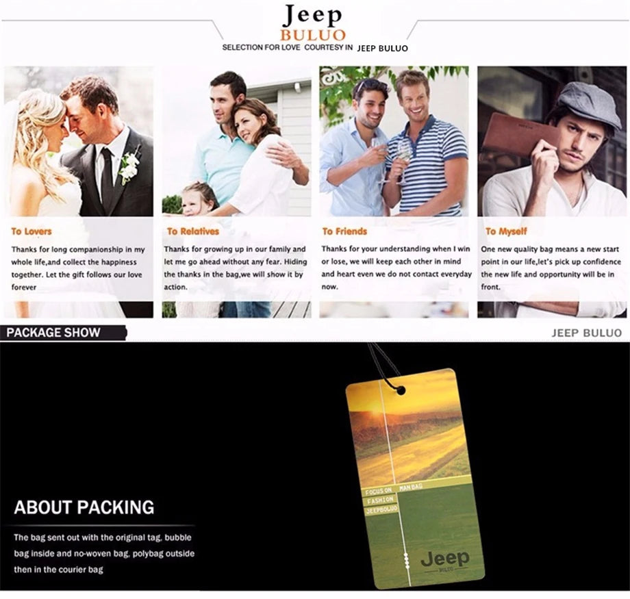 JEEP BULUO Men’s Leather Messenger Bag – Multi-Function Business Shoulder Bag with Large Capacity