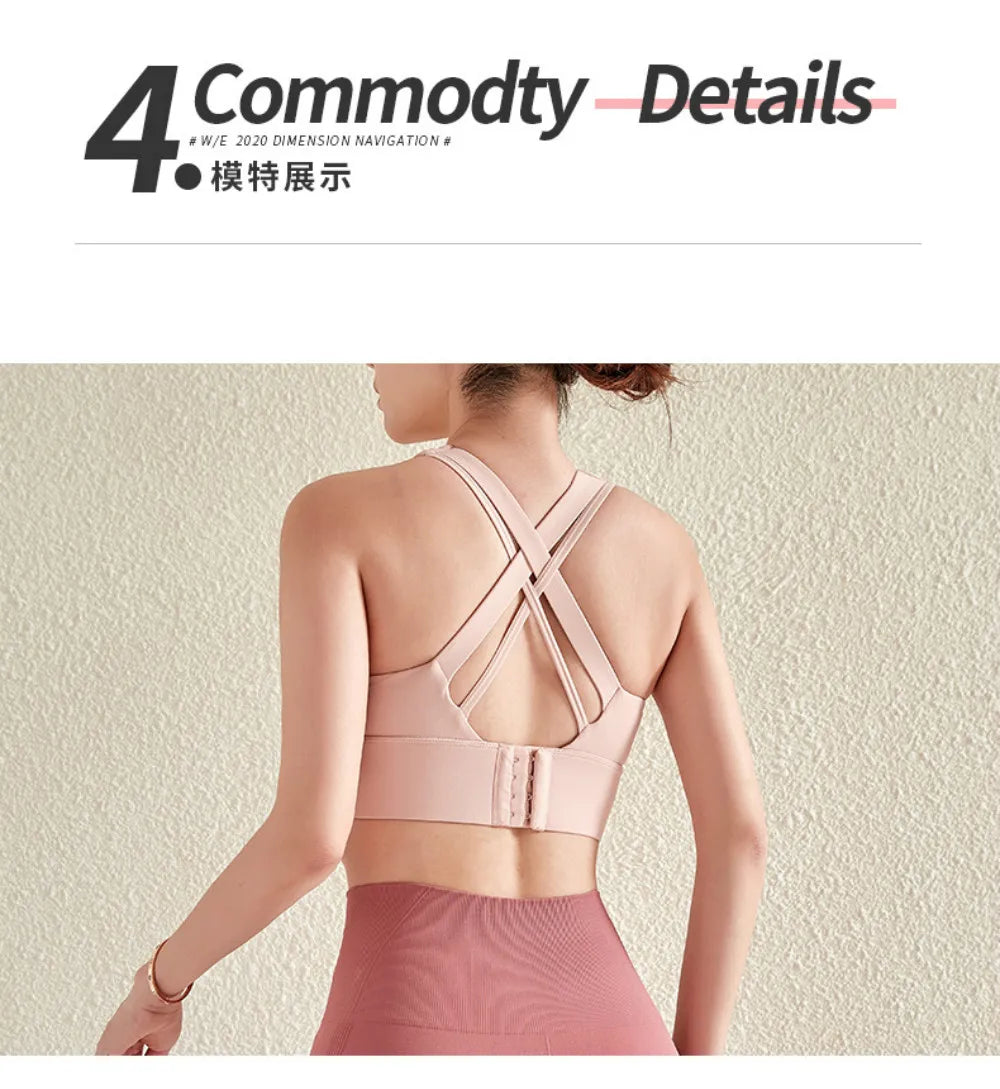 Women's High Impact Push-Up Sports Bra – Back Closure Gym Crop Top for Fitness & Yoga