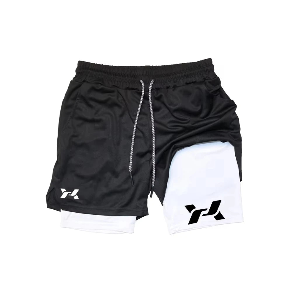 Men Running Shorts 2 In 1 Double-deck Sport Shorts Sportswear Gym Fitness Short Pants Training Jogging Bottom Men's Clothing
