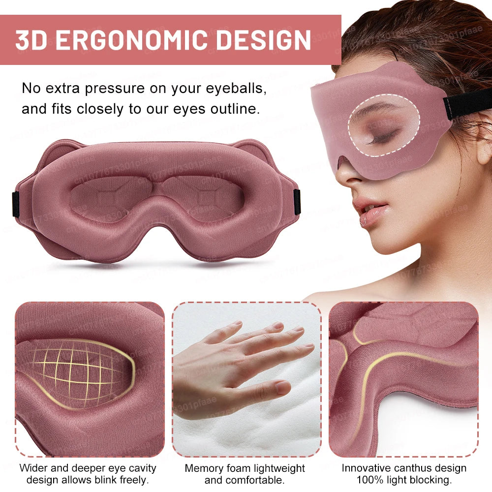3D Memory Foam Sleep Mask – Light Blocking Blindfold
