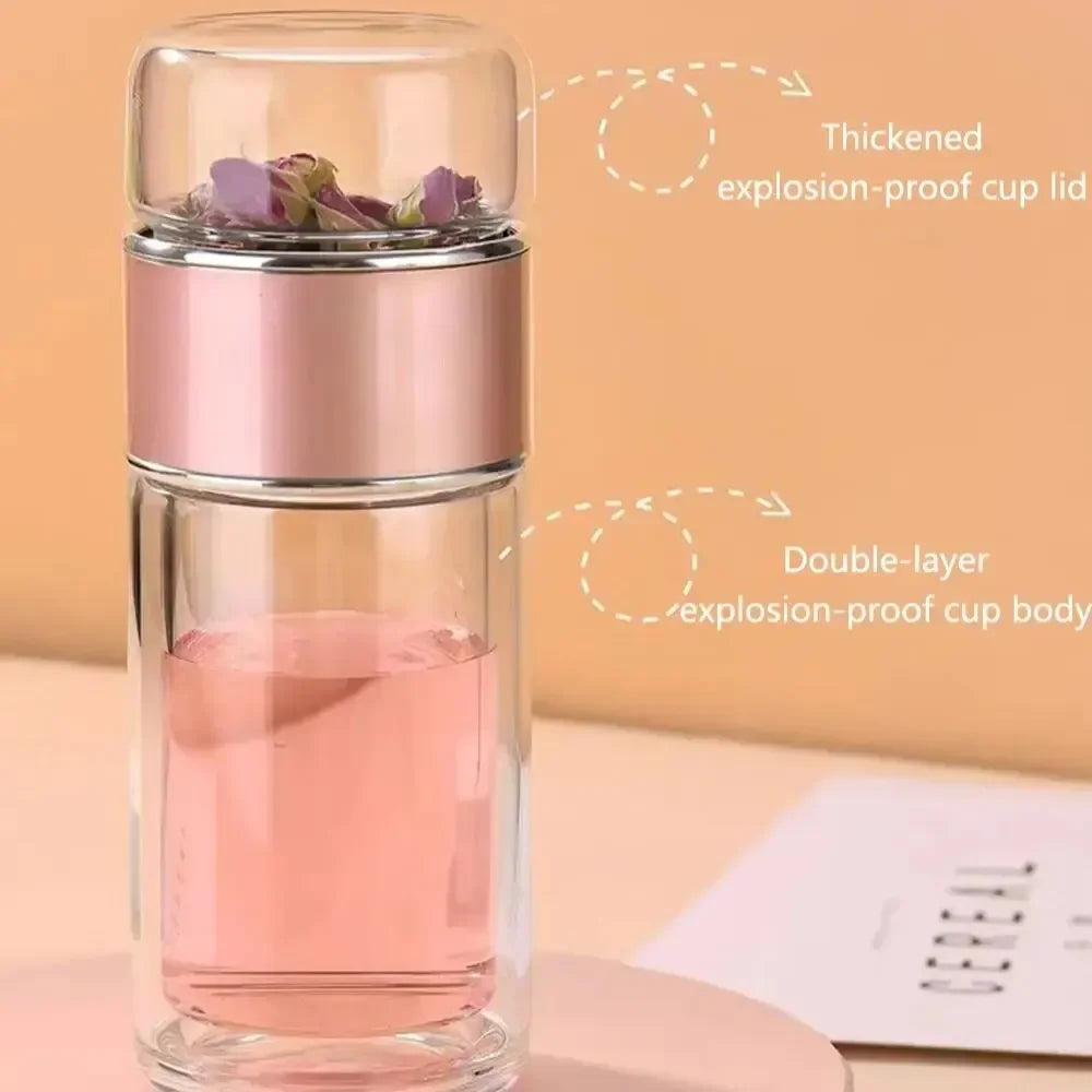 350ML/500ML Double Glass Water Bottle High Quality With Case Tea Drink Bottle Infuser Tumbler Drinkware Waterbottle Eco-Friendly