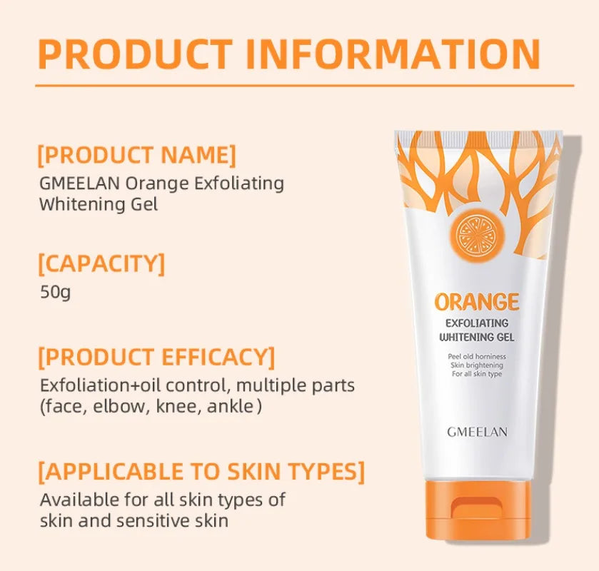 Orange Brightening Exfoliating Gel – Dead Skin Remover & Hydrating Peeling Scrub (50g)