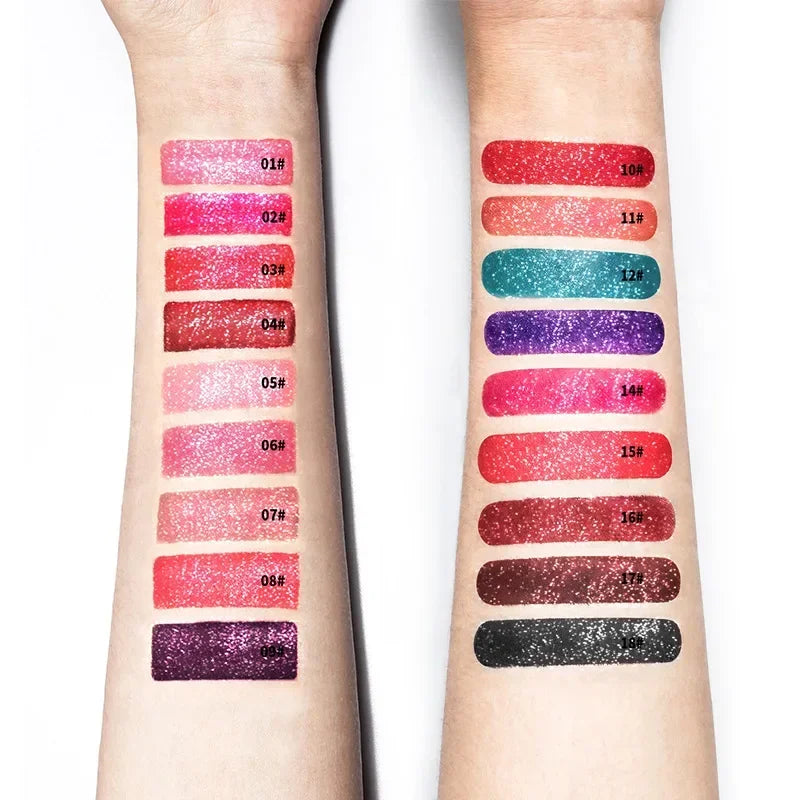 Diamond Shine Glitter Lip Gloss – Waterproof, Long-Lasting Metallic Matte to Shimmer Liquid Lipstick