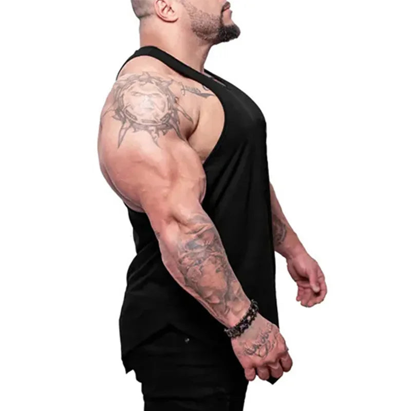 Men’s Bat Print Gym Tank – Sleeveless Cotton Fitness Top