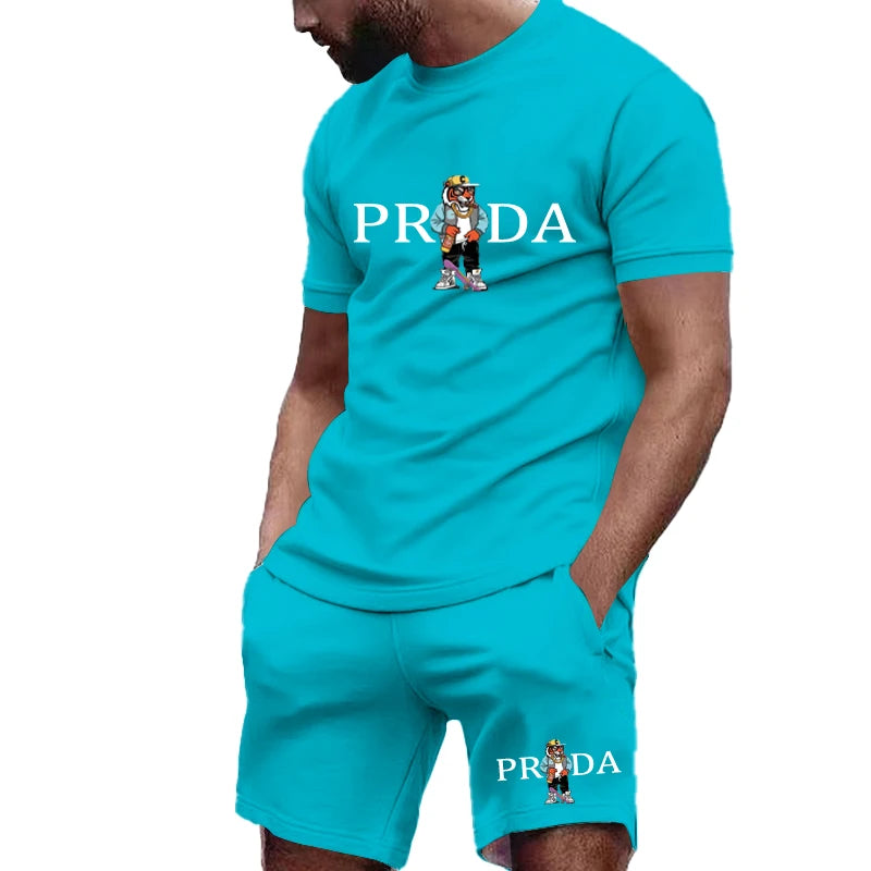 Men's Stylish Summer Sports Set – Breathable O-Neck T-Shirt & Shorts Outfit