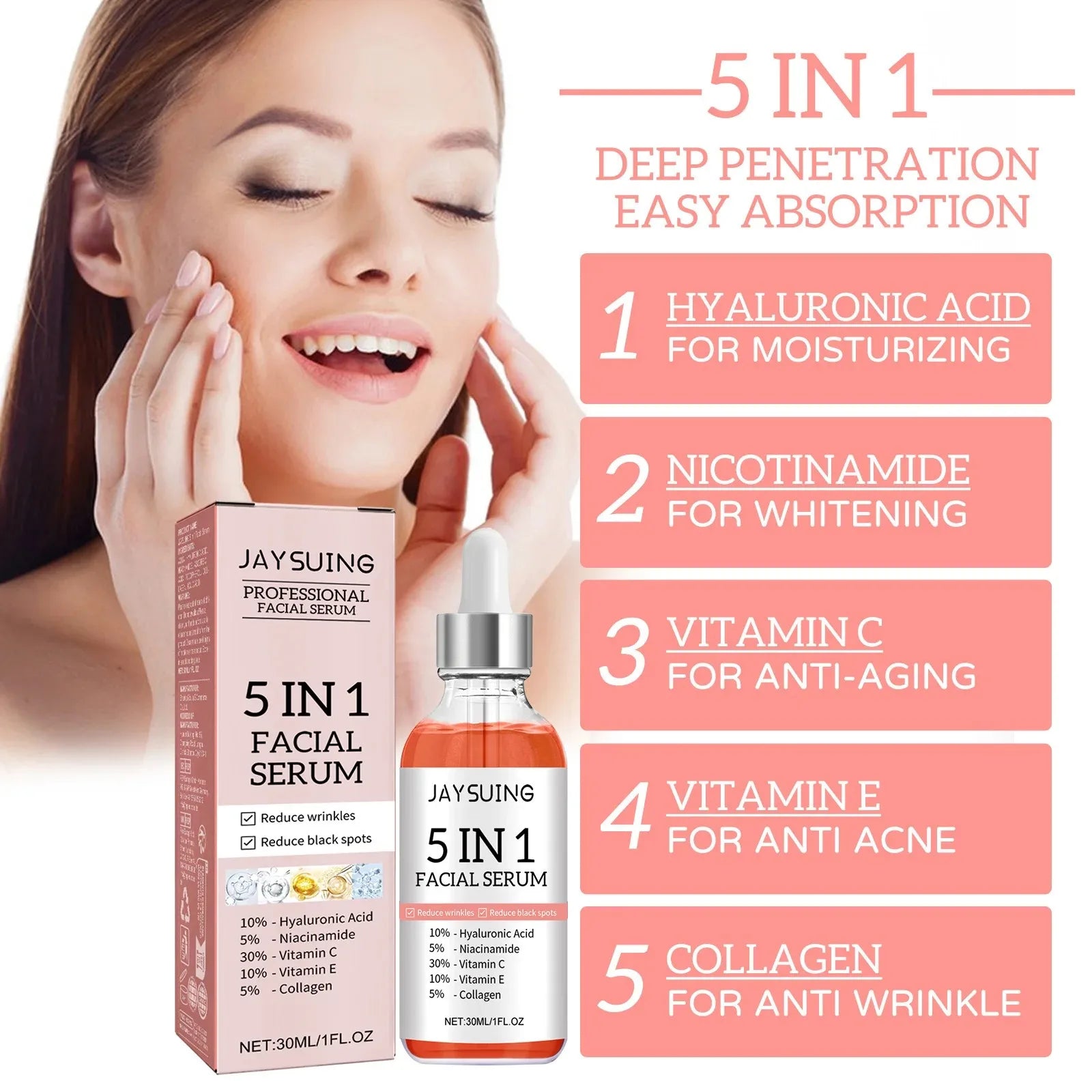 5-in-1 Facial Serum with Hyaluronic Acid & Retinol