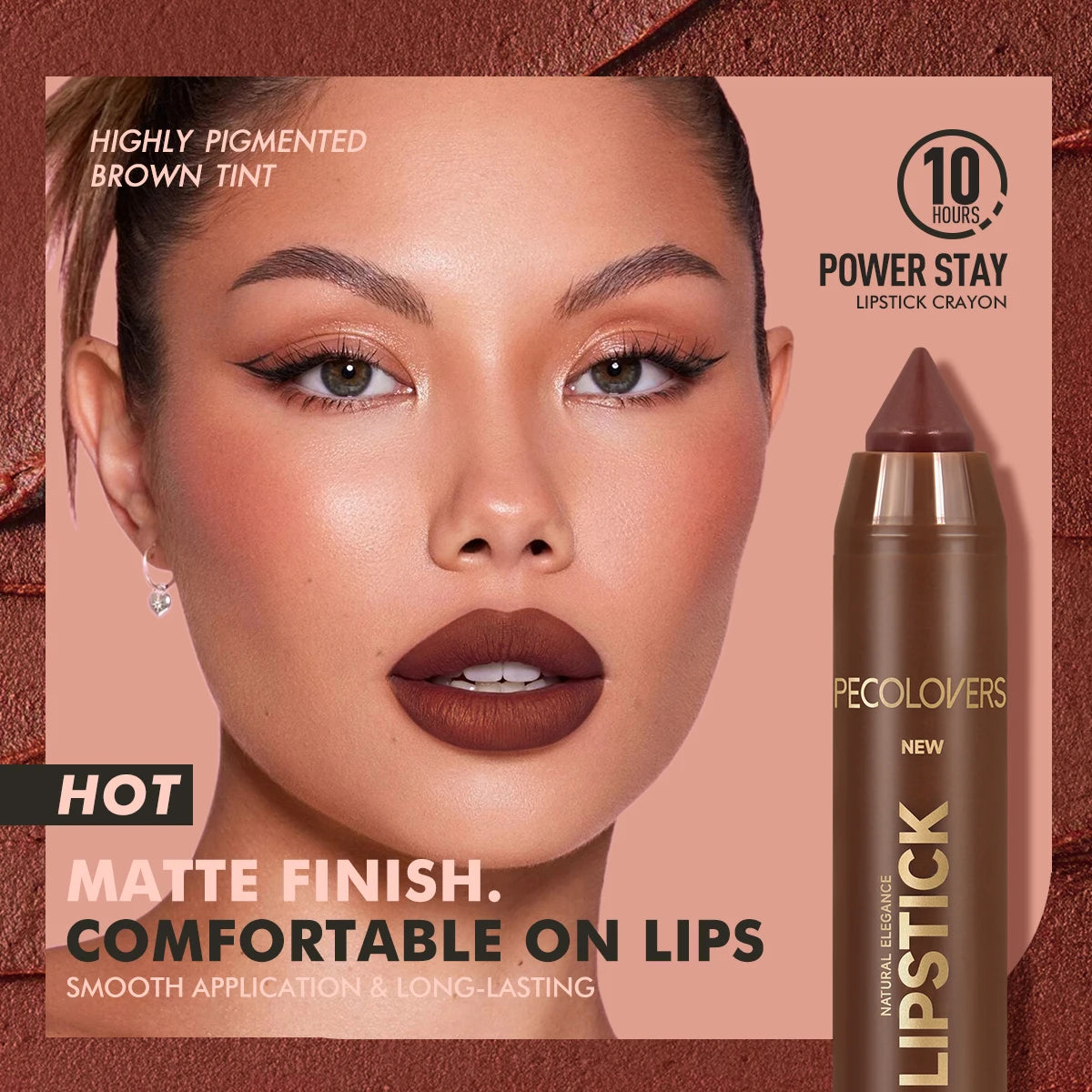 Soft Matte Lip Contour Crayon – Fine Tip Lip Liner Pen in Sexy Brown & Red Shades