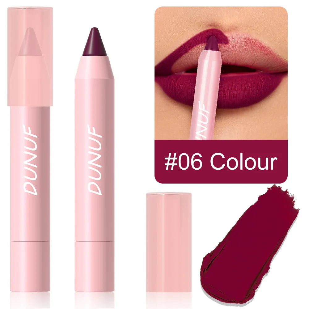 Matte Velvet Lipstick Pencil – Waterproof Lip Contour & Tint Lipliner Pen (18 Colors)