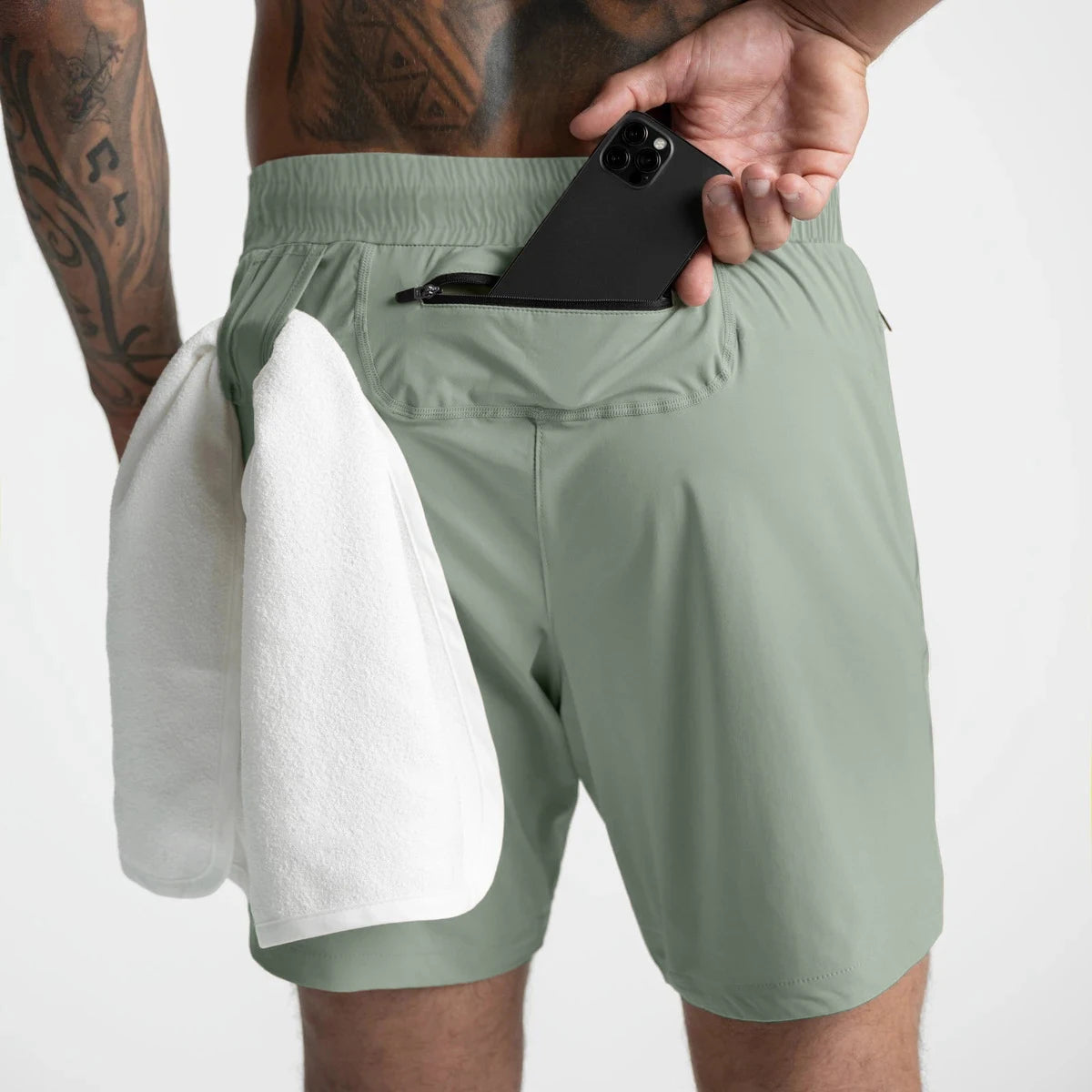 2024 Men’s Quick-Dry Woven Fitness Shorts – Solid Color Casual Sportswear