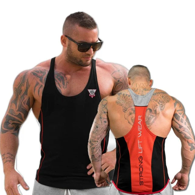 2025 Men’s MuscleFit Bodybuilding Tank Top – Cotton Sleeveless Gym Singlet