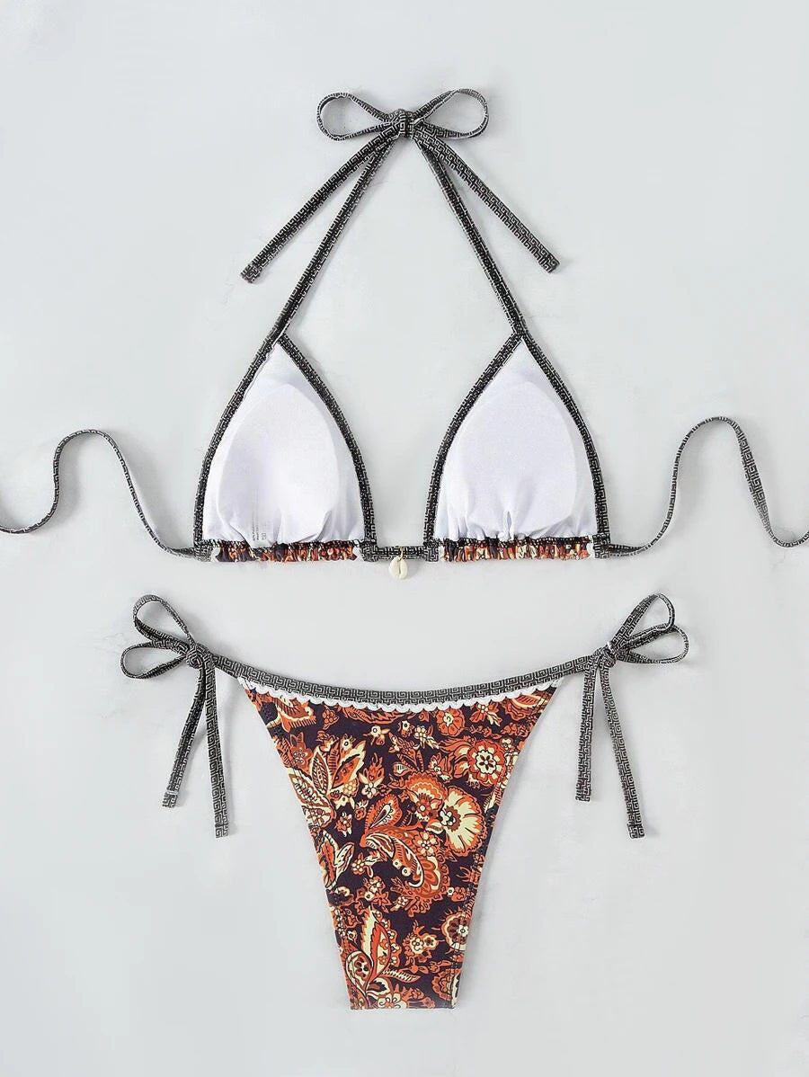 2025 Triangle String Bikini Set – Halter Two-Piece Swimsuit for Women