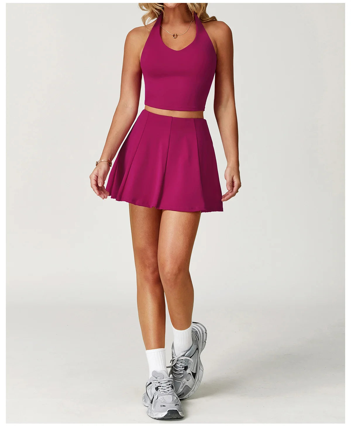 2025 2PCS Women's Active Set – Sports Bra & High-Waist Bottom Skirt