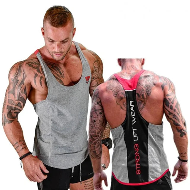 2025 Men’s MuscleFit Bodybuilding Tank Top – Cotton Sleeveless Gym Singlet