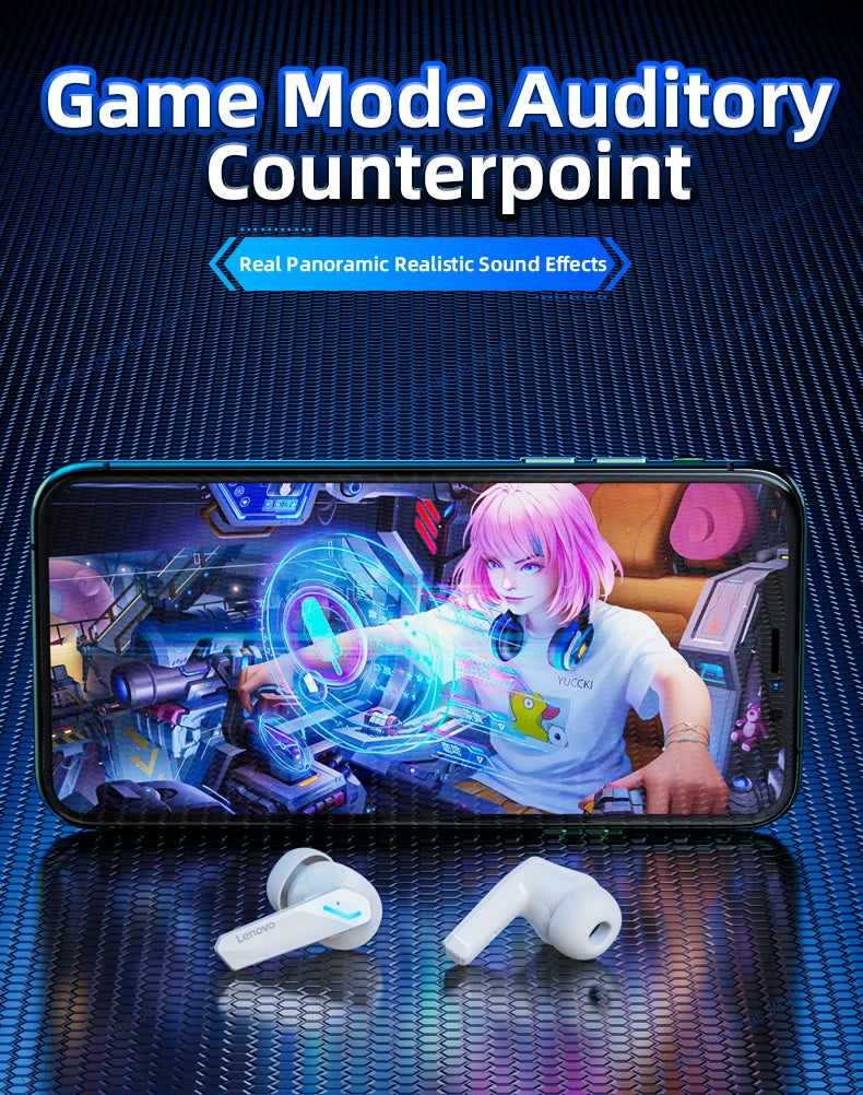 Lenovo GM2 Pro Bluetooth 5.3 Wireless Earbuds – Low Latency Gaming Headset with HD Mic & Dual Mode Audio