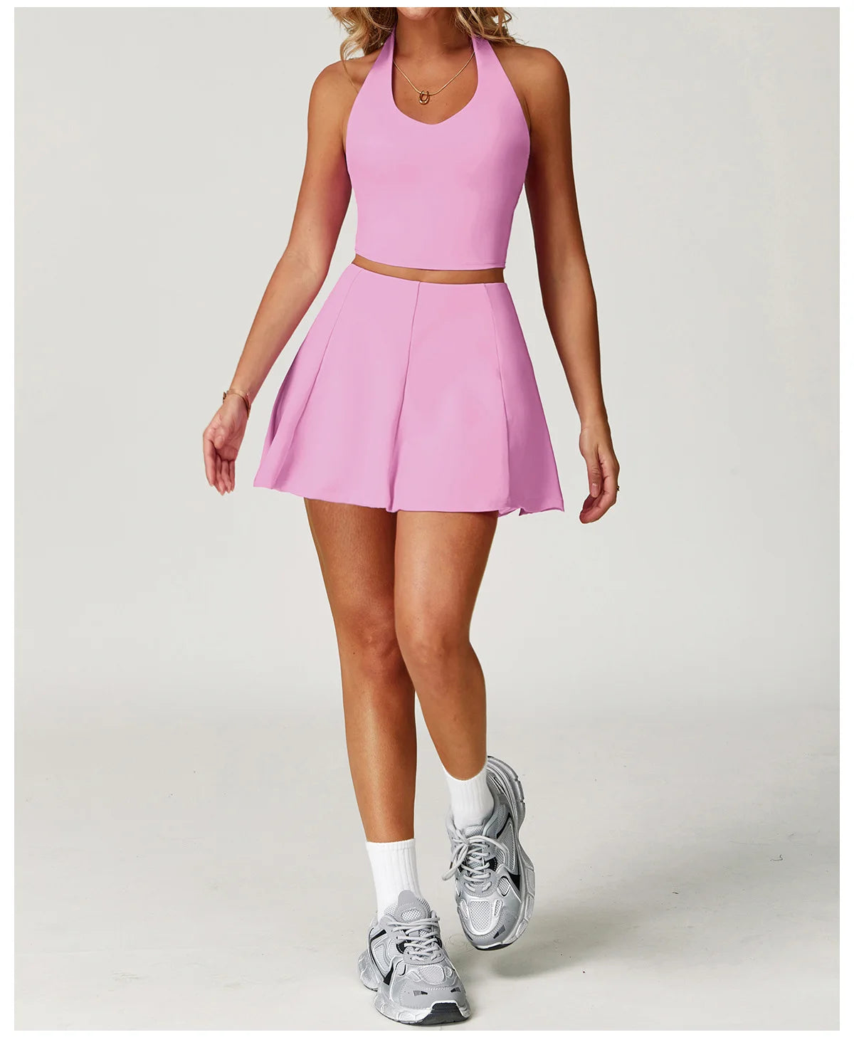 2025 2PCS Women's Active Set – Sports Bra & High-Waist Bottom Skirt