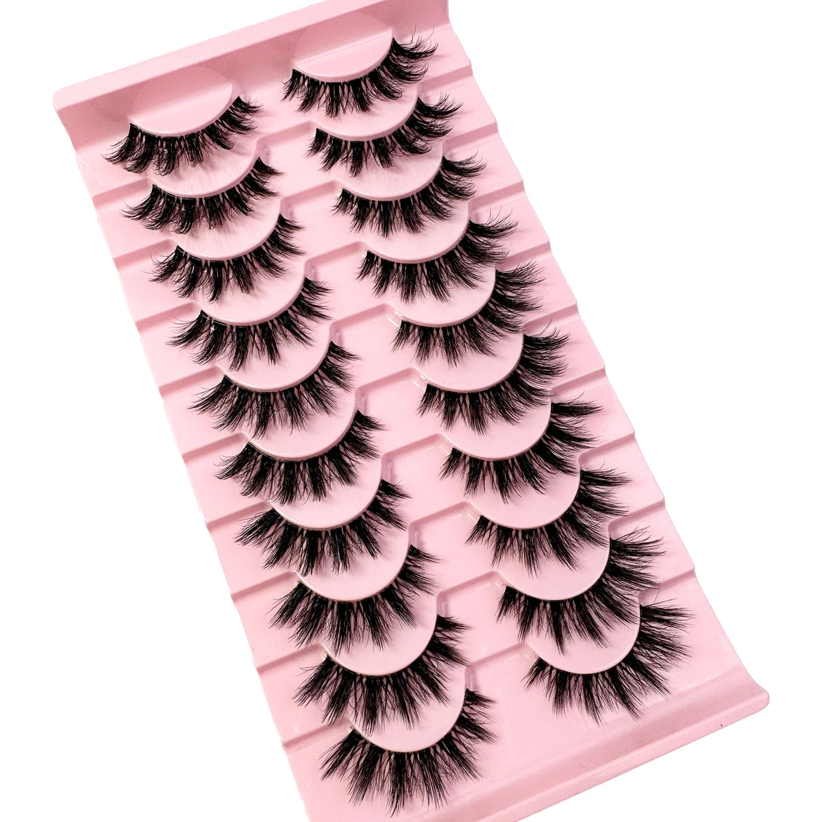10 Pairs Natural Long Transparent Stem 3D Mink Eyelashes Manga Lashes Hot False Lashes Fluffy Soft Cross Lashes Extension Makeup