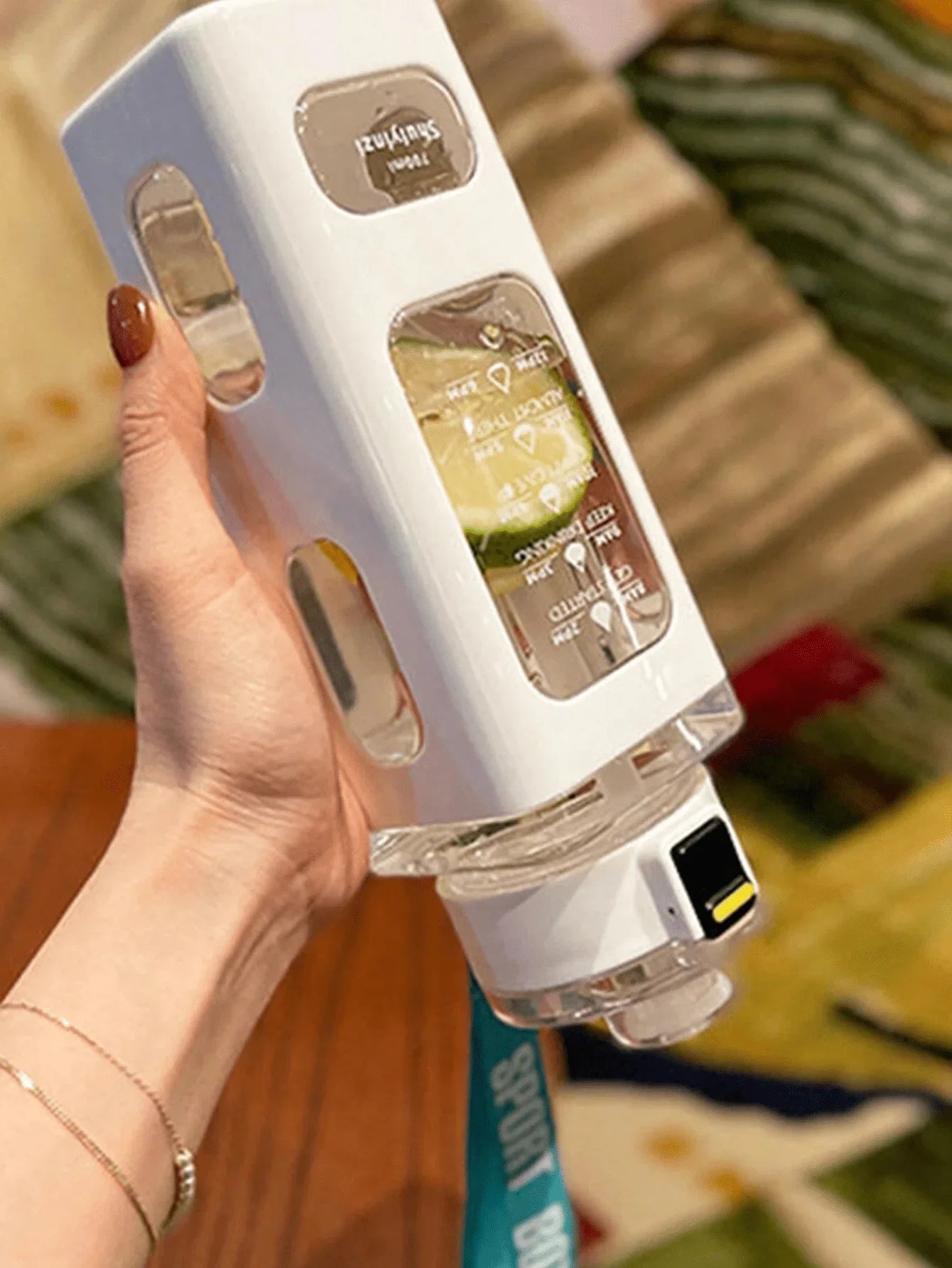 White Water Bottle with Time Marker