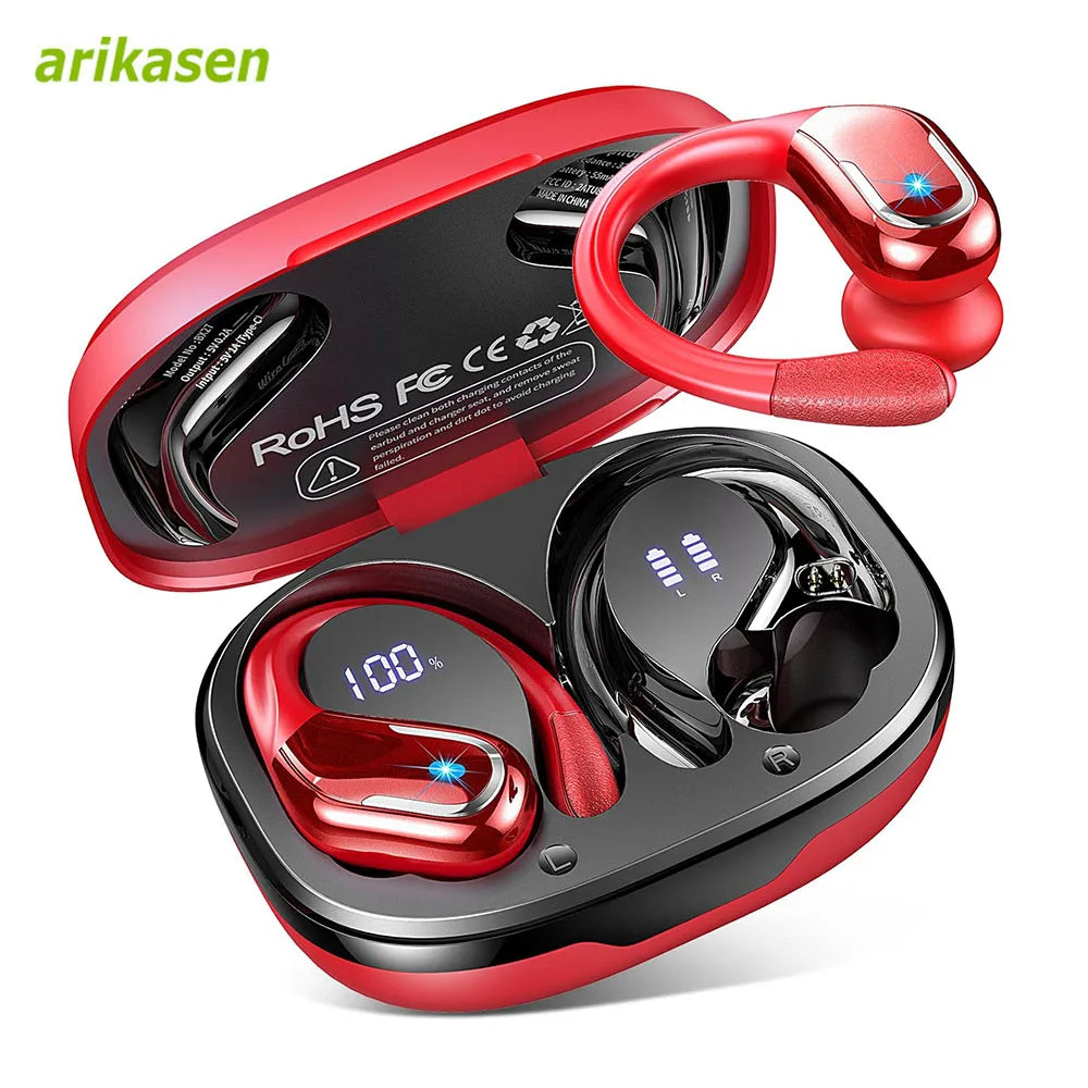 75Hrs Bluetooth 5.3 Wireless Earphones – IP7 Waterproof Sports Headphones with Deep Bass & ENC Noise Cancelling Mic