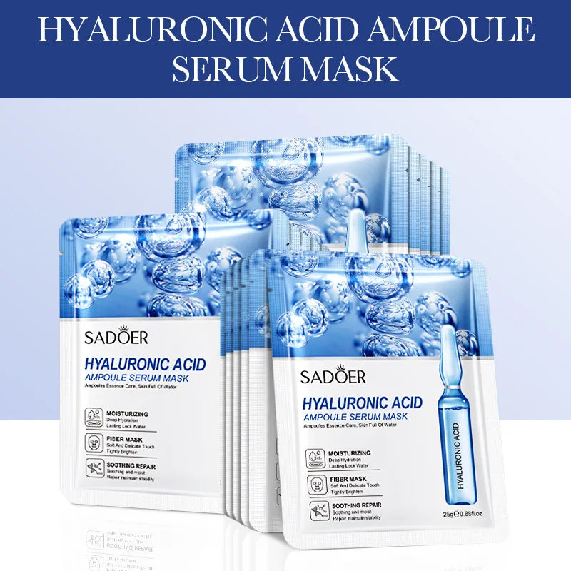 15pcs 24K Gold Hyaluronic Acid Face Mask Facial Firming Moisturizing Brightening Hydrating Facial