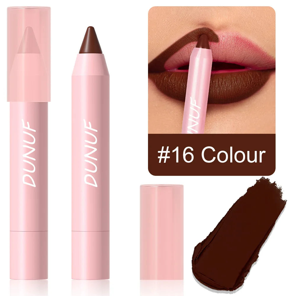 Matte Velvet Lipstick Pencil – Waterproof Lip Contour & Tint Lipliner Pen (18 Colors)