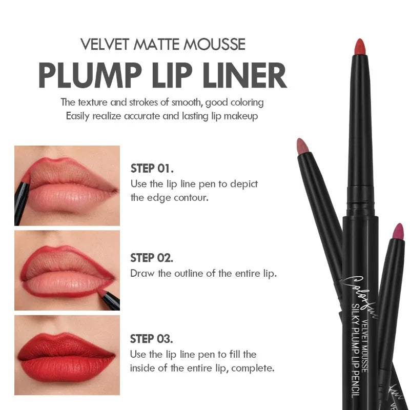 Waterproof Matte Lipliner Pencil – Long-Lasting Red Tint Lipstick & Moisturizing Lip Contour