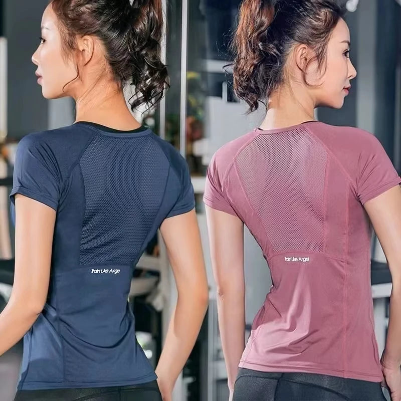 Women's Sports Wear For Fitness Running Jogging Seamless Short Sleeve Gym Woman Sport Shirt Yoga