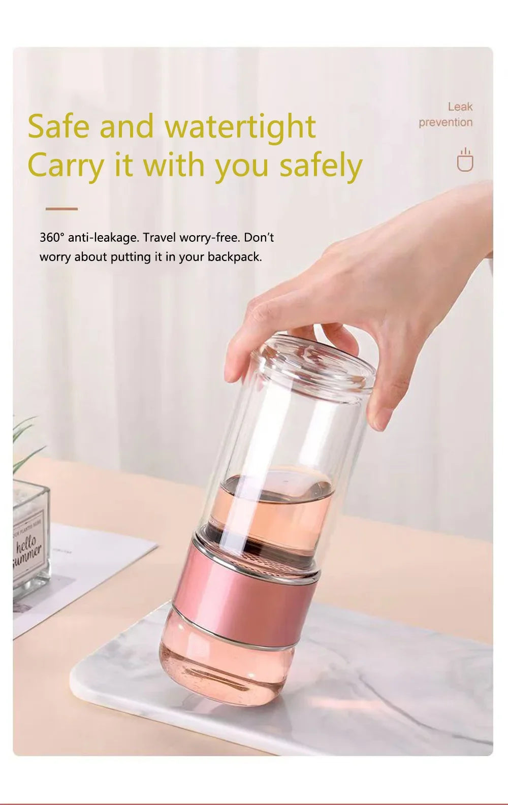 350ML/500ML Double Glass Water Bottle High Quality With Case Tea Drink Bottle Infuser Tumbler Drinkware Waterbottle Eco-Friendly