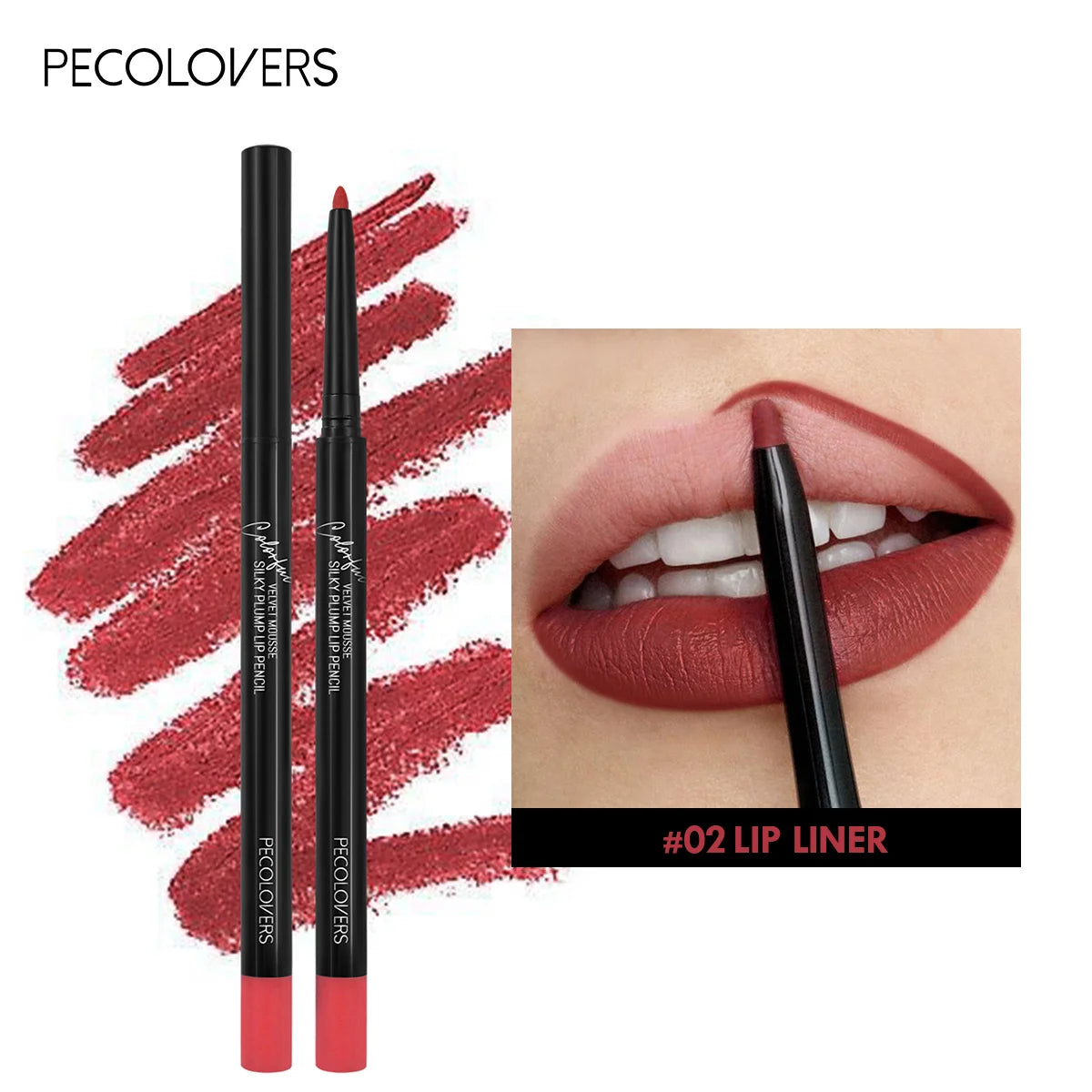 Waterproof Matte Lipliner Pencil – Long-Lasting Red Tint Lipstick & Moisturizing Lip Contour