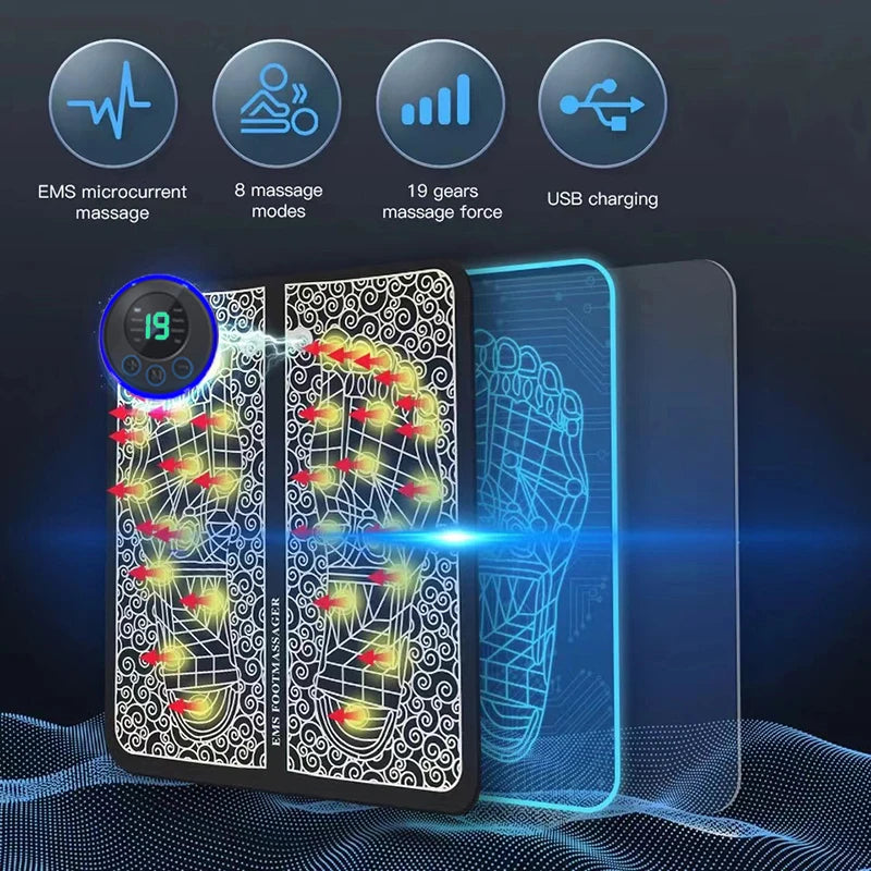 EMS Foot Massager Pad – USB Rechargeable Acupoint Stimulator for Pain Relief, Muscle Relaxation & Improved Circulation
