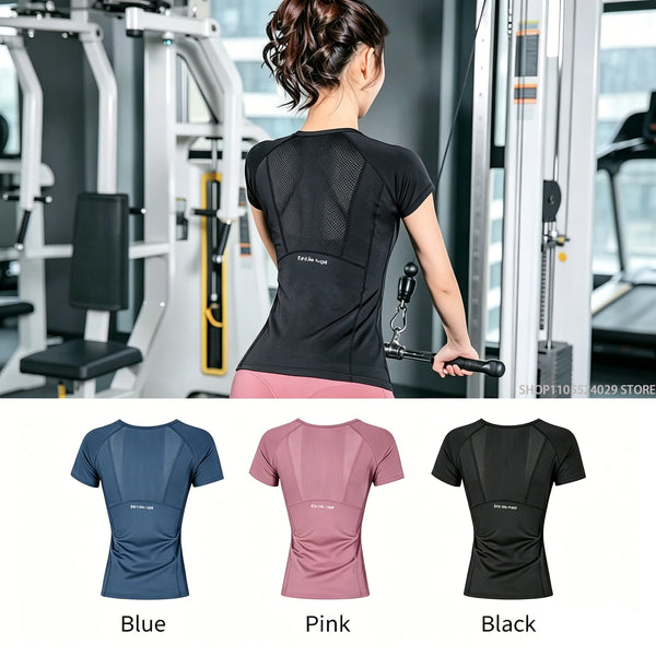Women's Sports Wear For Fitness Running Jogging Seamless Short Sleeve Gym Woman Sport Shirt Yoga