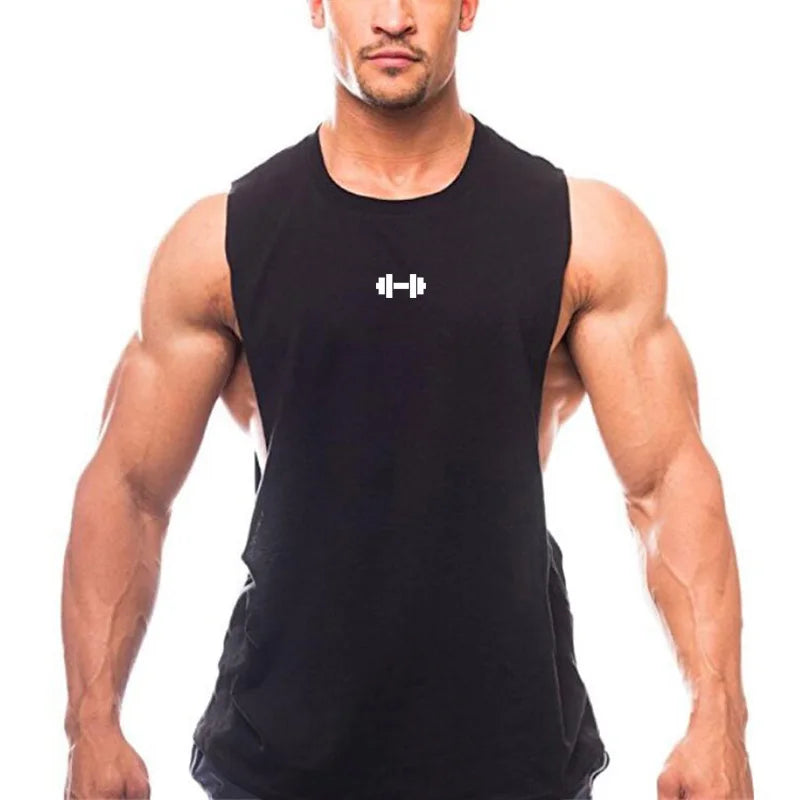 Gym Fitness Training Vests Cotton Breathable Side Slits Tank Top