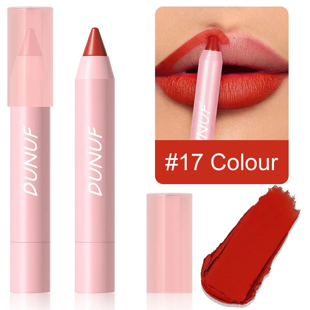 Matte Velvet Lipstick Pencil – Waterproof Lip Contour & Tint Lipliner Pen (18 Colors)