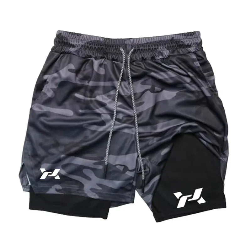 Men Running Shorts 2 In 1 Double-deck Sport Shorts Sportswear Gym Fitness Short Pants Training Jogging Bottom Men's Clothing