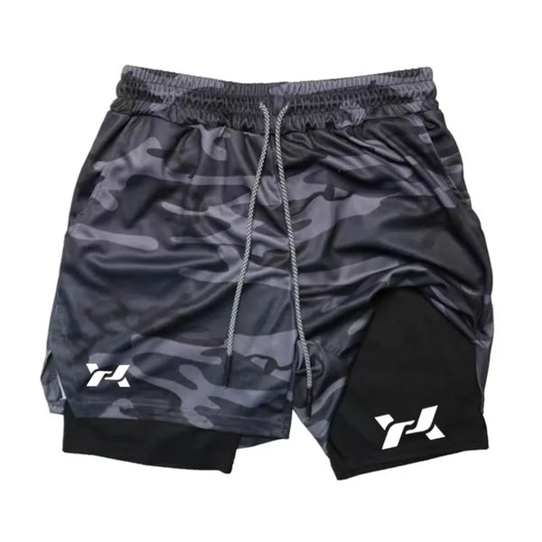 Men Running Shorts 2 In 1 Double-deck Sport Shorts Sportswear Gym Fitness Short Pants Training Jogging Bottom Men's Clothing