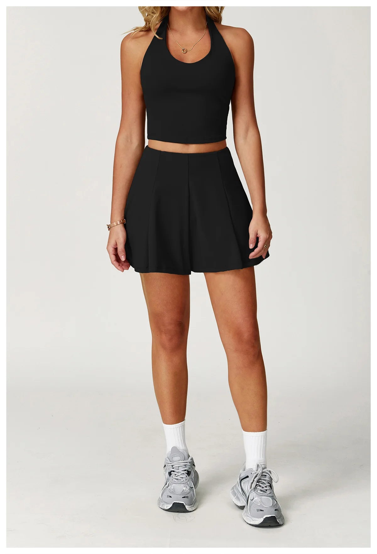 2025 2PCS Women's Active Set – Sports Bra & High-Waist Bottom Skirt