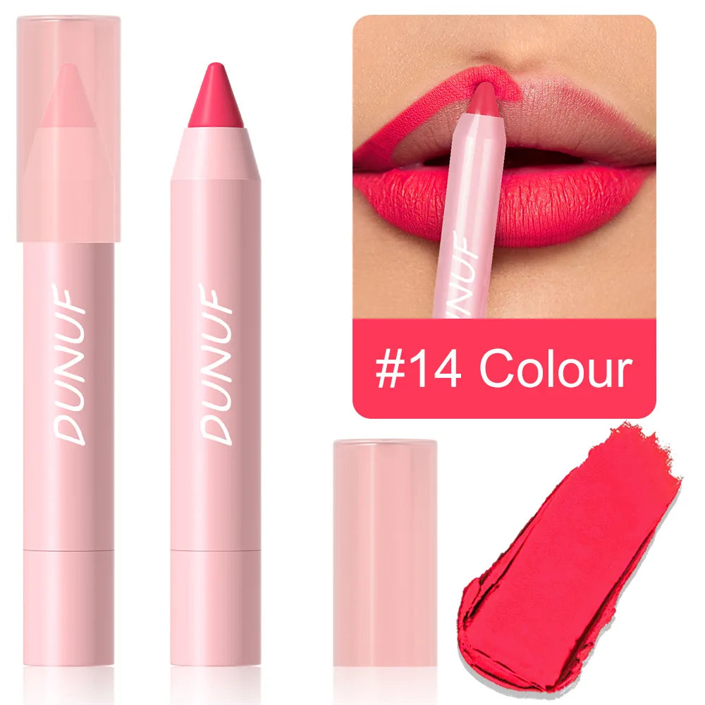 Matte Velvet Lipstick Pencil – Waterproof Lip Contour & Tint Lipliner Pen (18 Colors)