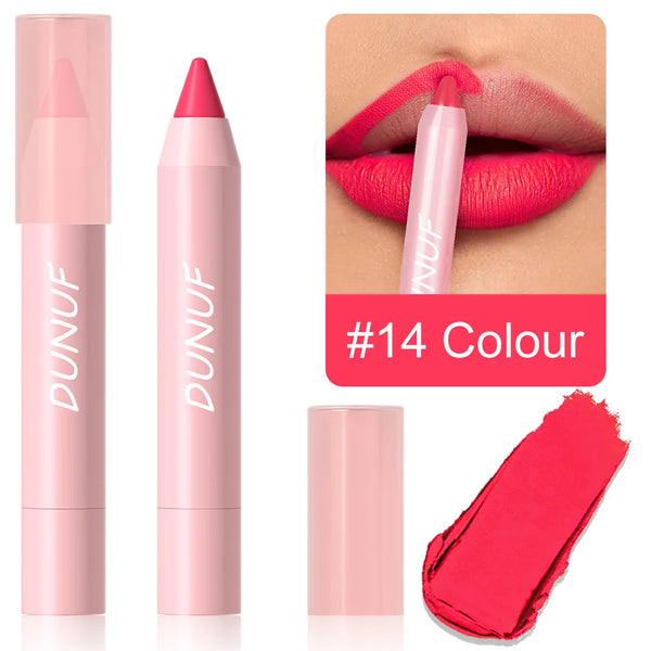 Matte Velvet Lipstick Pencil – Waterproof Lip Contour & Tint Lipliner Pen (18 Colors)