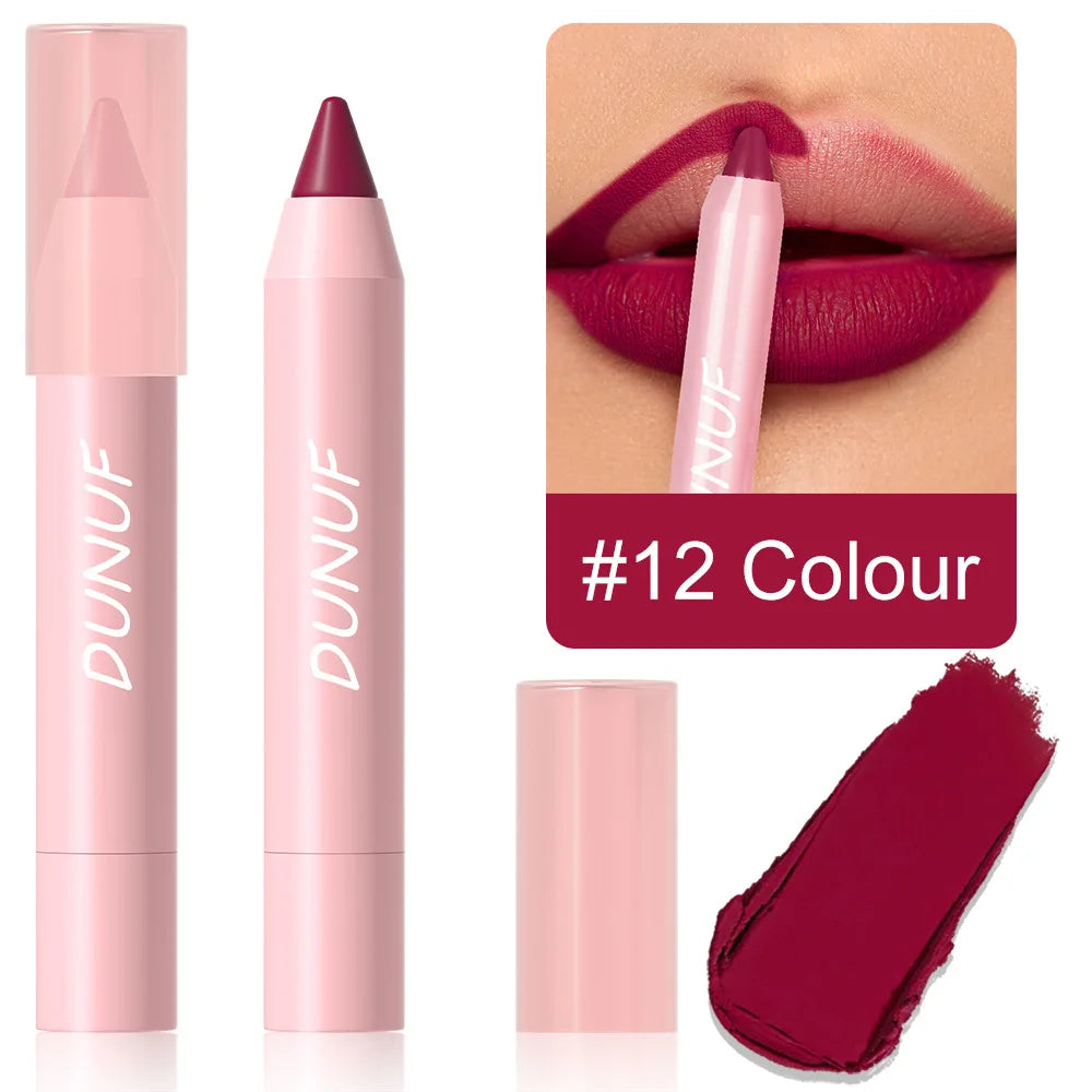 Matte Velvet Lipstick Pencil – Waterproof Lip Contour & Tint Lipliner Pen (18 Colors)