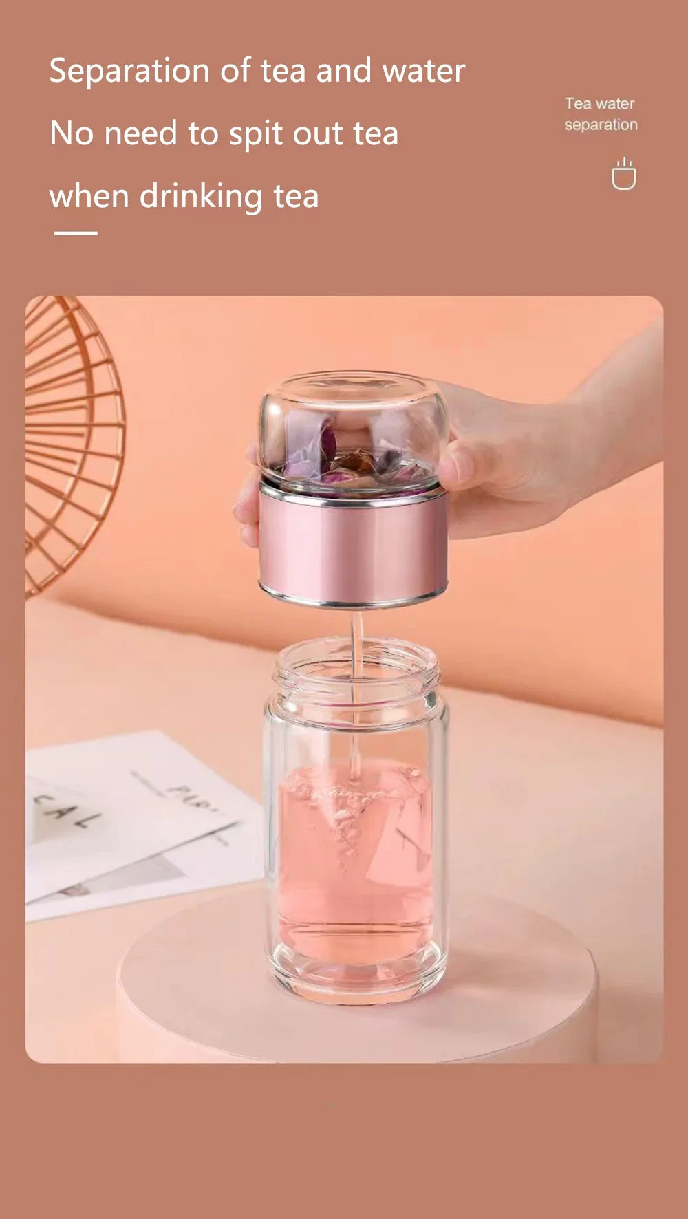 350ML/500ML Double Glass Water Bottle with Tea Infuser & Protective Sleeve