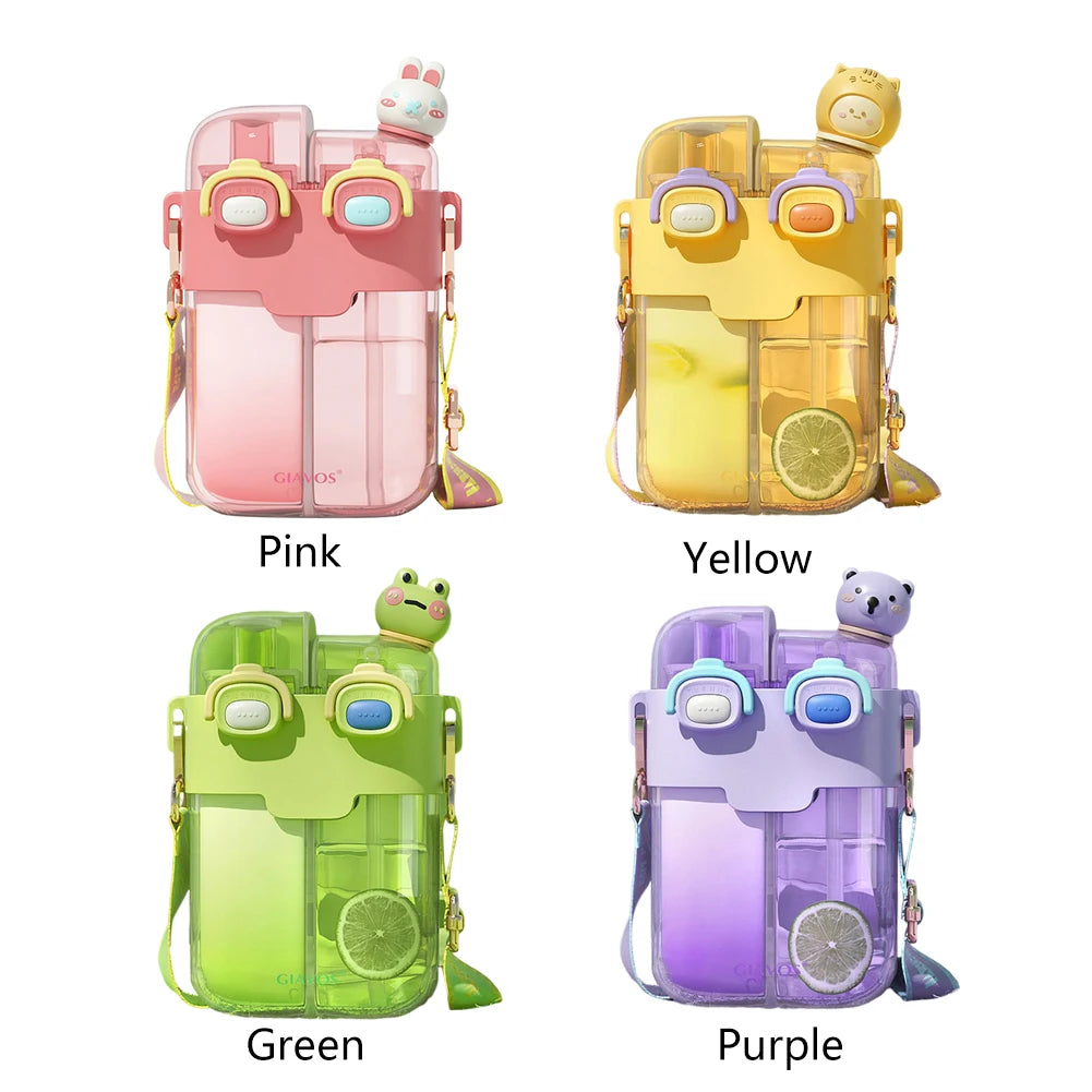 780ML Portable Cartoon Kids Water Bottle with Straw