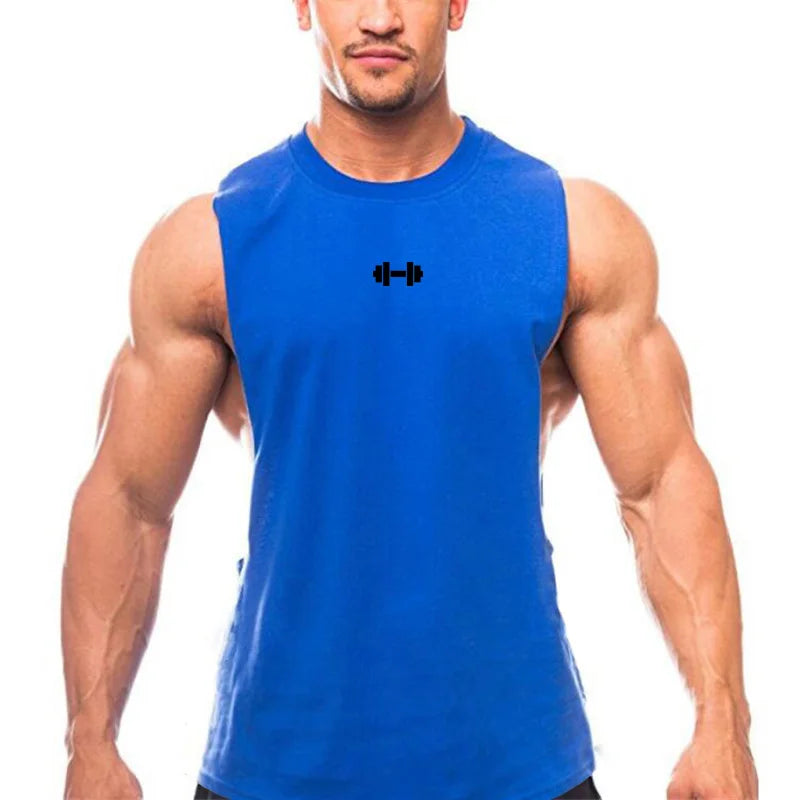 Gym Fitness Training Vests Cotton Breathable Side Slits Tank Top