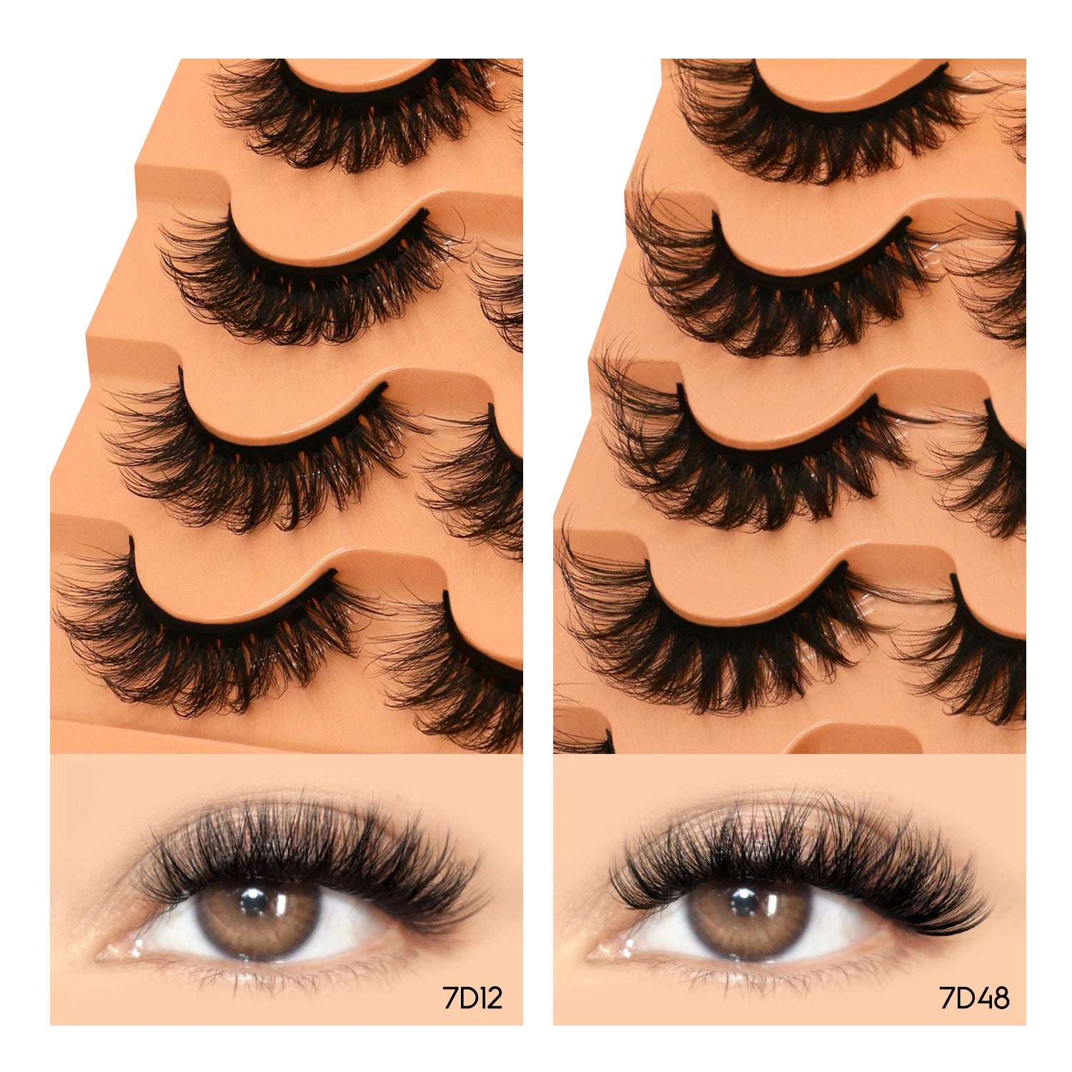 GROINNEYA 8D Cat Eye Faux Mink Lashes – Fluffy, Wispy Long Eyelashes (5 Pairs Pack)