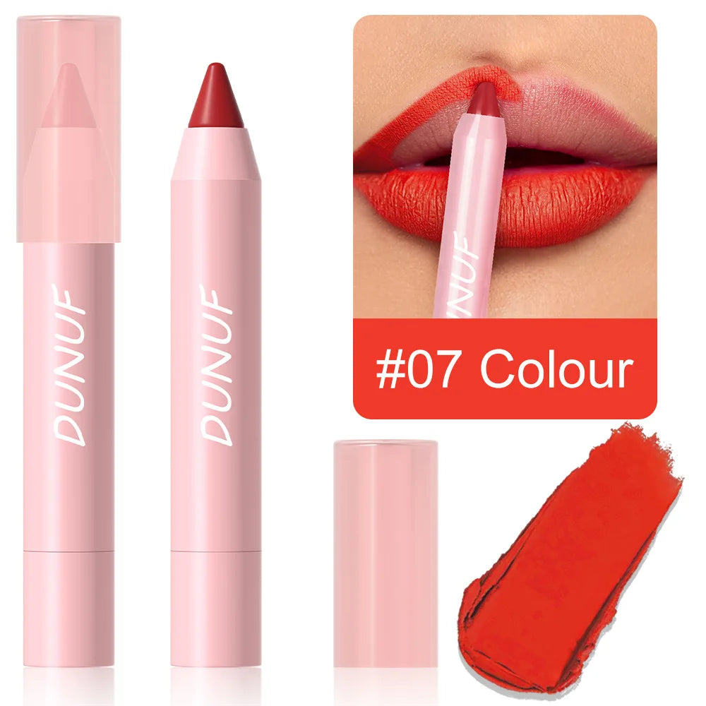 Matte Velvet Lipstick Pencil – Waterproof Lip Contour & Tint Lipliner Pen (18 Colors)