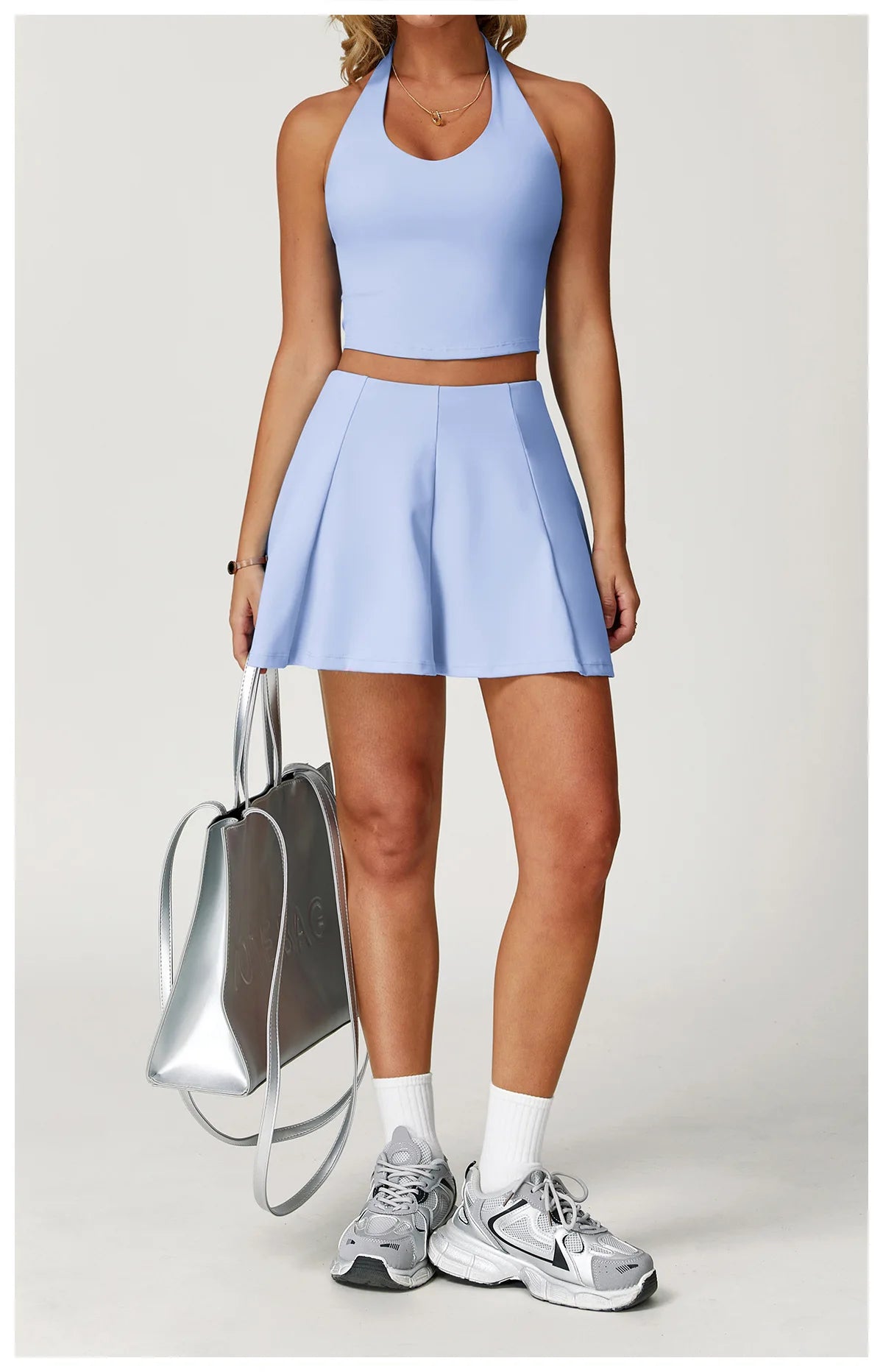 2025 2PCS Women's Active Set – Sports Bra & High-Waist Bottom Skirt