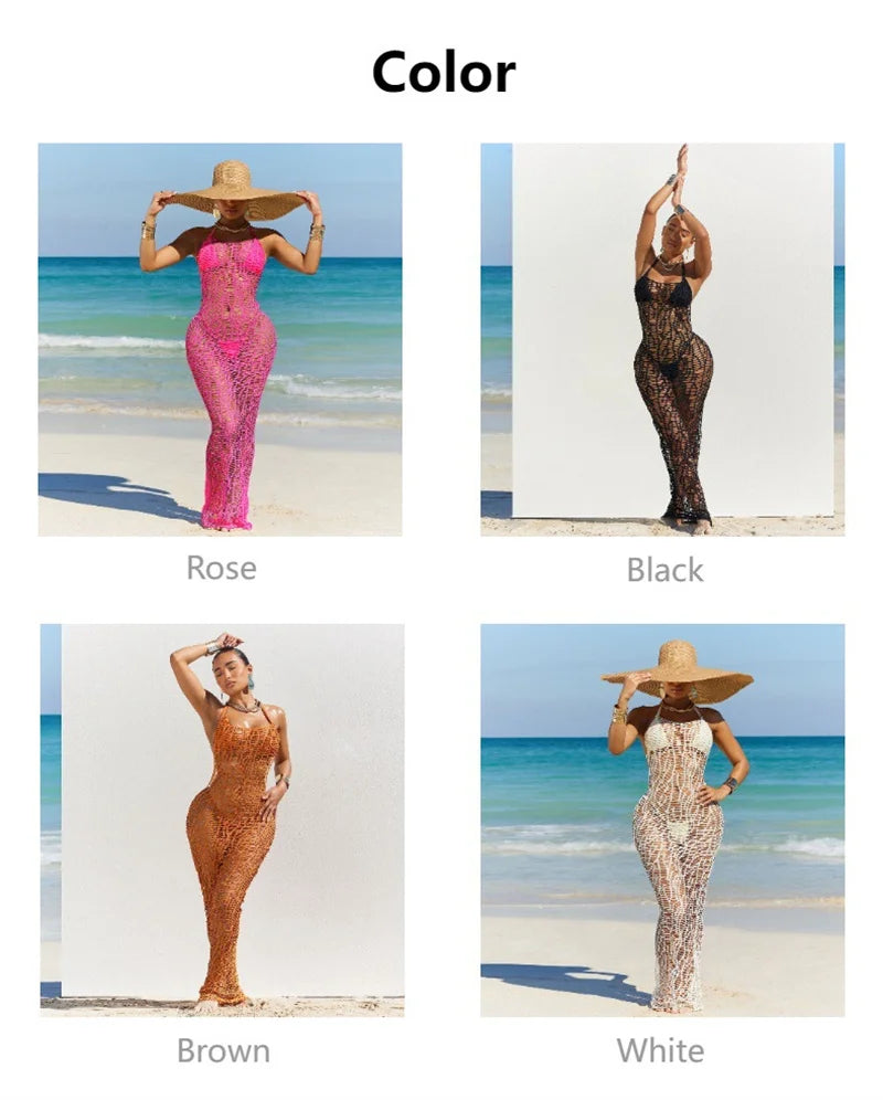 3-Piece Knit Bikini Set with Hollow-Out Cover-Up – Sexy Backless Beach Outfit for Women