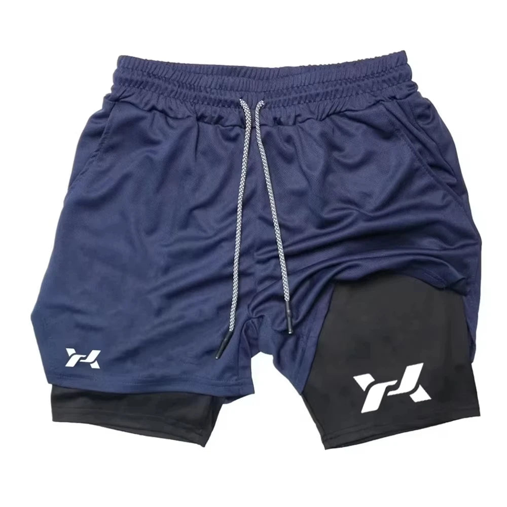 Men Running Shorts 2 In 1 Double-deck Sport Shorts Sportswear Gym Fitness Short Pants Training Jogging Bottom Men's Clothing