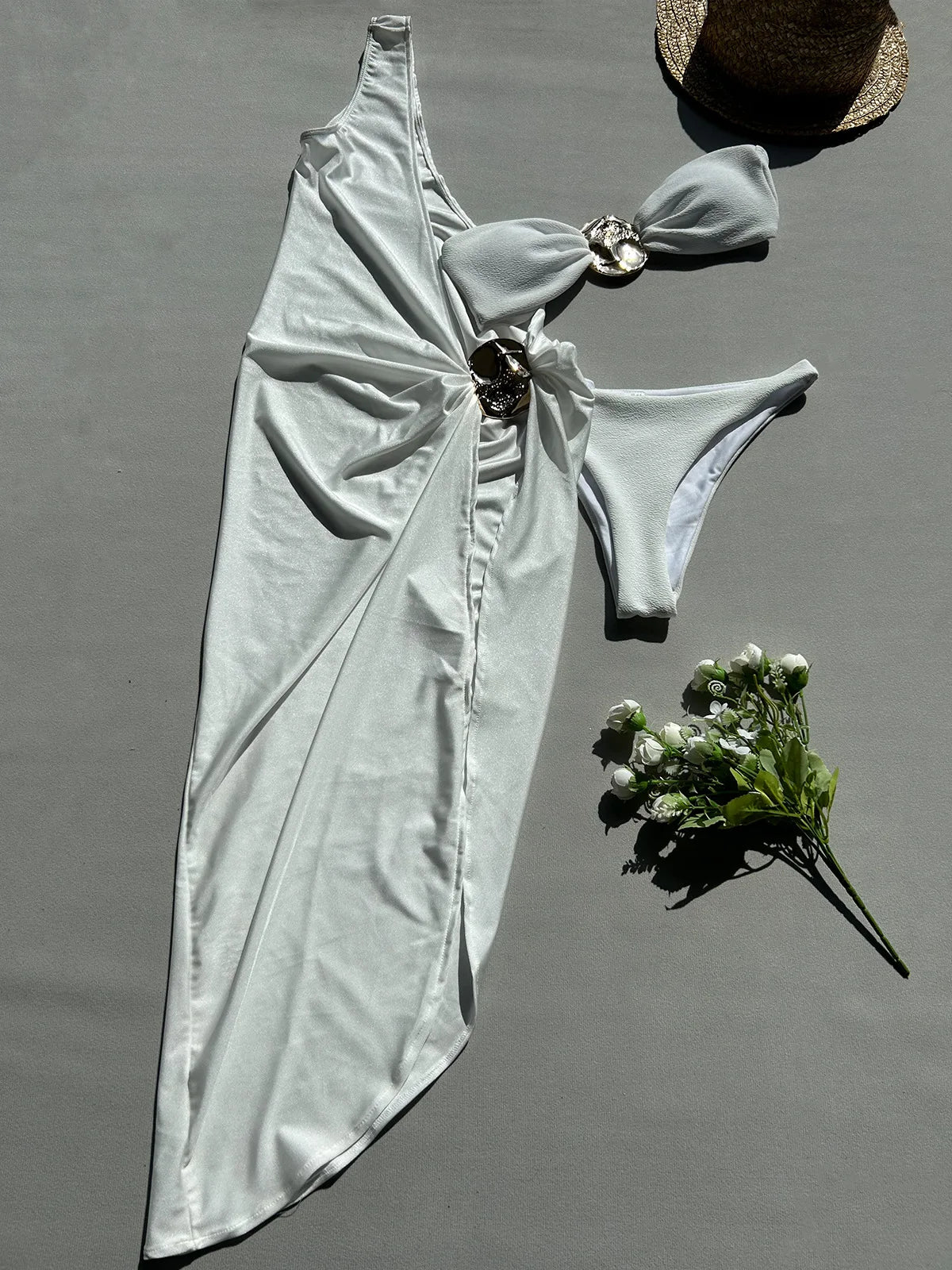 3-Piece Sexy Bikini Set with Beach Skirt – Women's Split Swimsuit