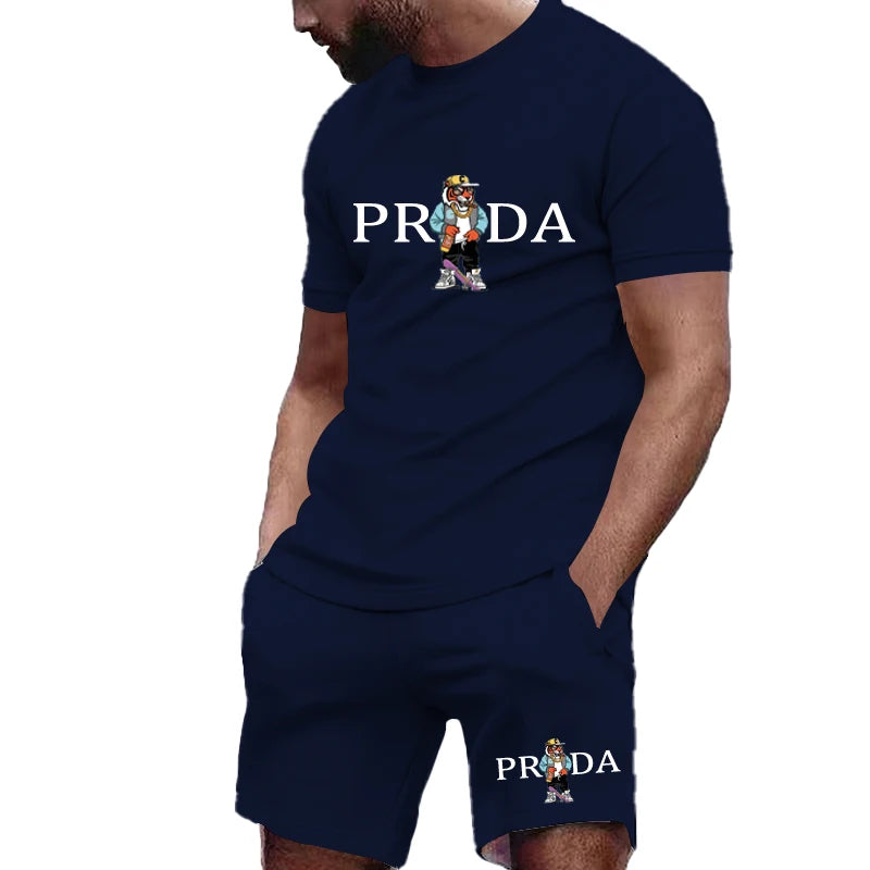 Men's Stylish Summer Sports Set – Breathable O-Neck T-Shirt & Shorts Outfit